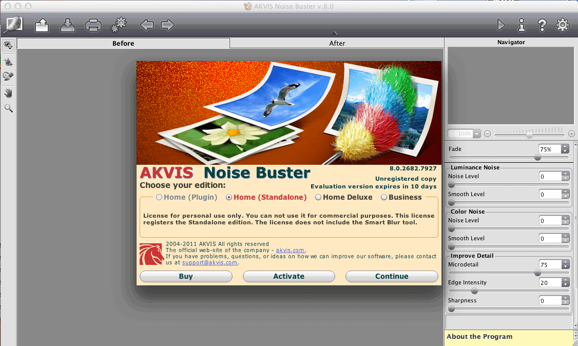 AKVIS Noise Buster 8.0 : Main Window