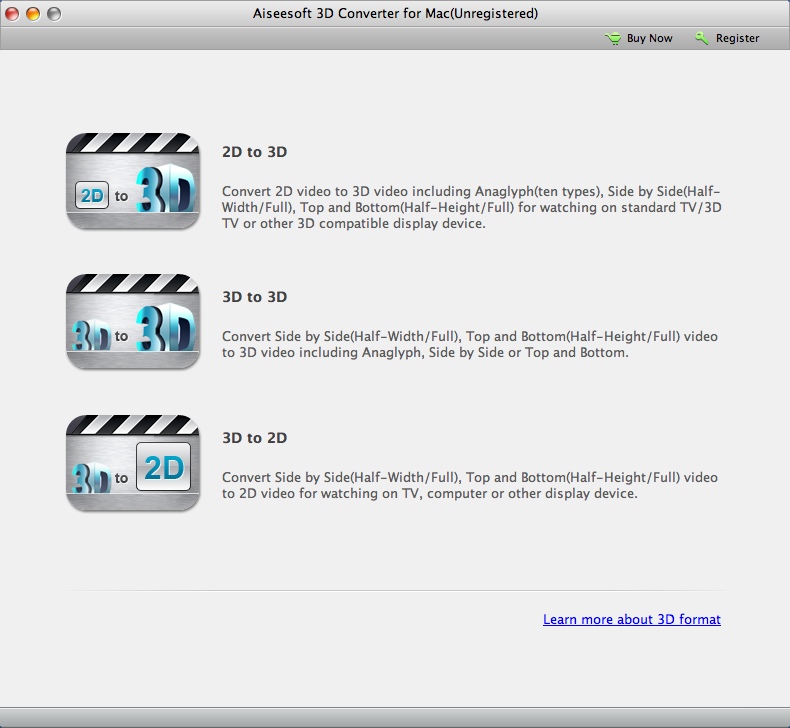 Aiseesoft 3D Converter for Mac 6.3 : Welcome Window