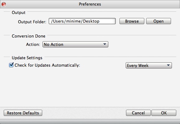 Aiseesoft 3D Converter for Mac 6.3 : Program Preferences