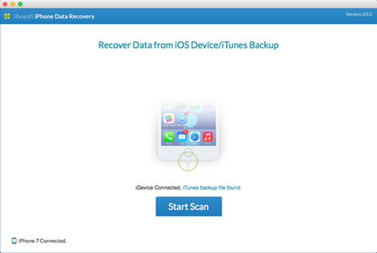 Jihosoft iPhone Data Recovery for Mac 3.0 : idevice-detected