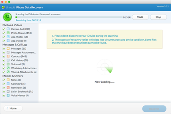 Jihosoft iPhone Data Recovery for Mac 3.1 : scan-for-lost-data
