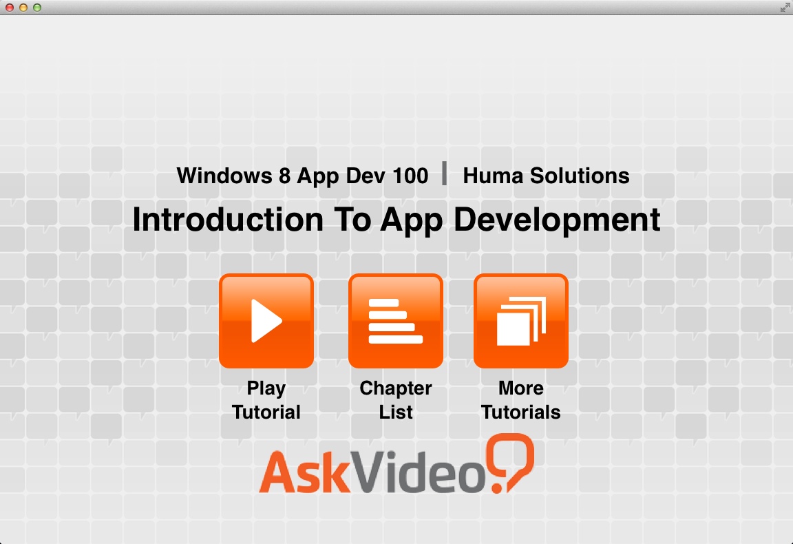AV for Windows 8 App Dev - Introduction To App Dev 1.0 : Main Menu