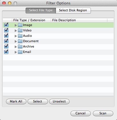 iSkysoft Data Recovery 2.2 : Raw Data Filters Options