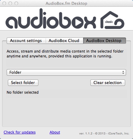 AudioBox.fm Desktop 1.1 : Main Window