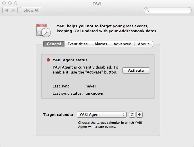 YABI Sync Tool 1.0 : Main window