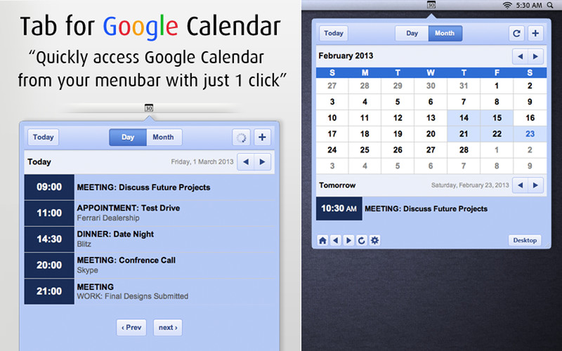 Tab for Google Calendar 1.0 : Tab for Google Calendar screenshot