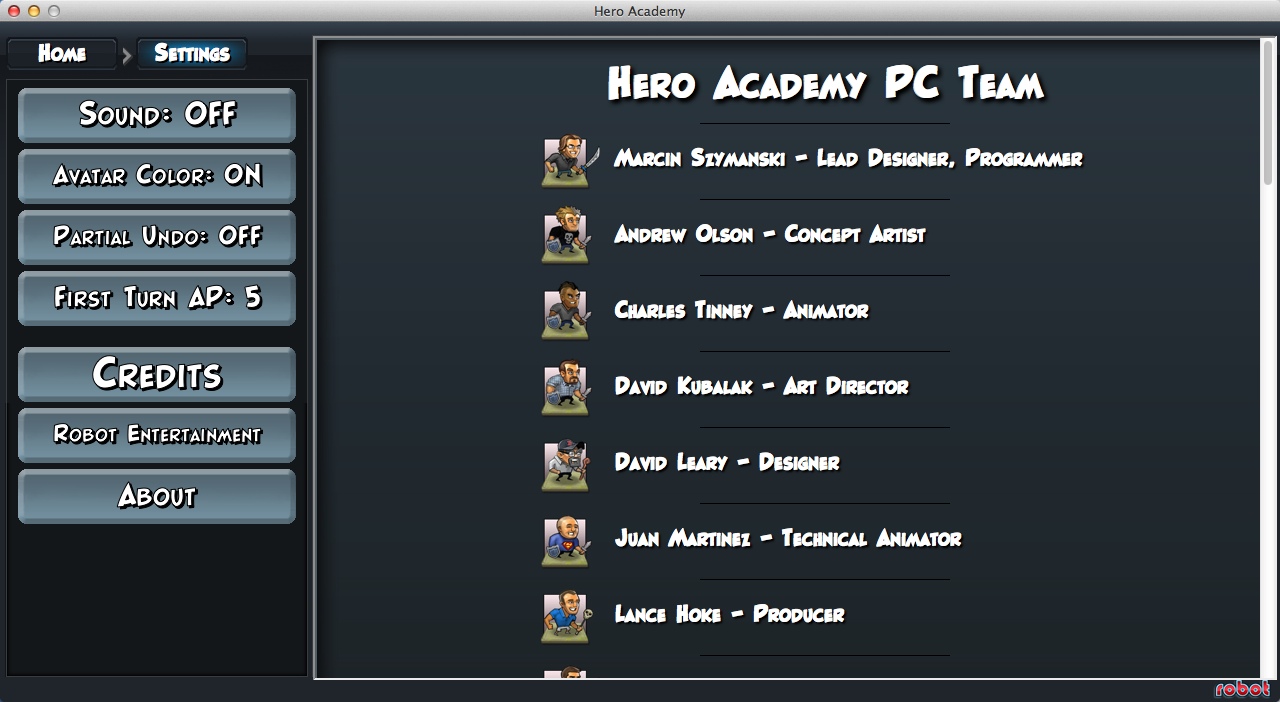 Hero Academy : Credits Window