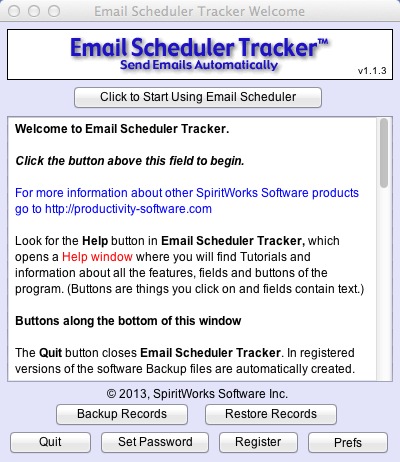 Email Scheduler Tracker 1.1 : Main Window