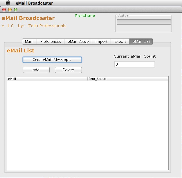 eMail Broadcaster 1.0 : Main window