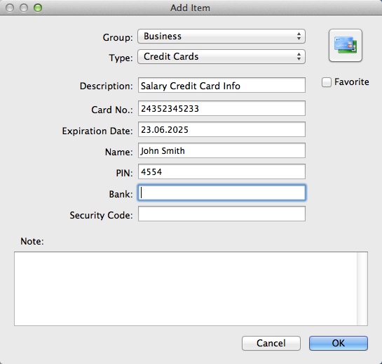 mSecure 3.5 : Adding Credit Card Info