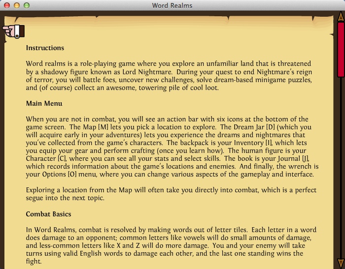 Word Realms 1.1 : Game Instructions