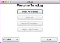 jetLag 1.2 : Main Window