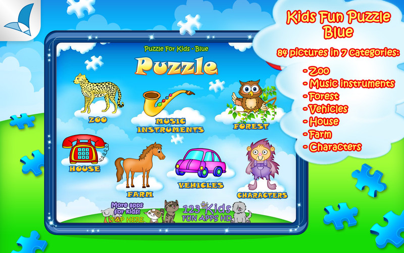 123 Kids Fun PUZZLE BLUE - Educational app for toddlers and preschoolers 1.4 : 123 Kids Fun PUZZLE BLUE - Educational app for toddlers and preschoolers screenshot