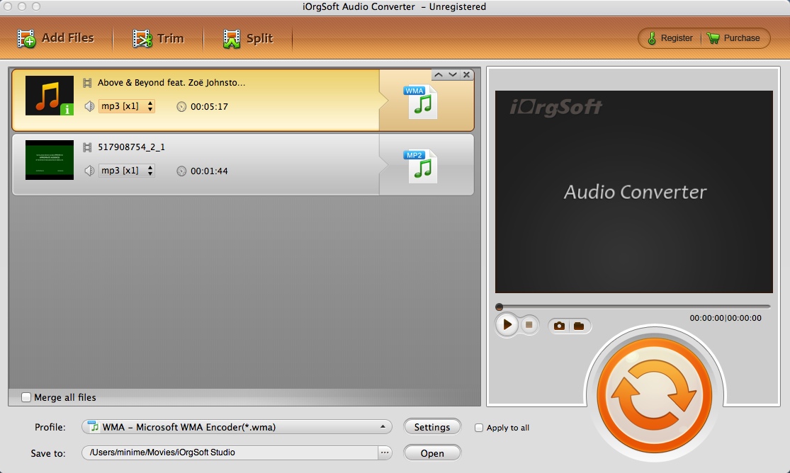 iOrgsoft Audio Converter 6.4 : Main Window