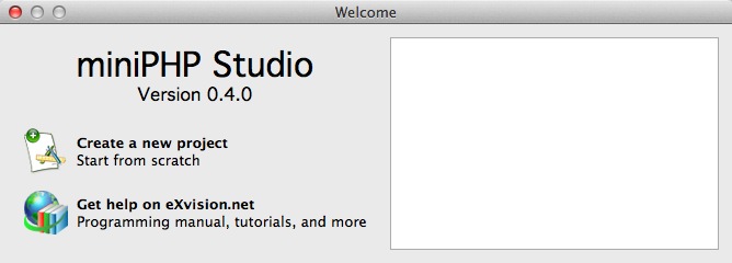 miniPHP Studio 0.4 : Main window