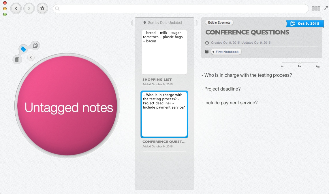 Bubble Browser for Evernote 2.1 : Checking Untagged Notes