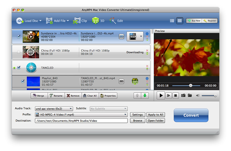 AnyMP4 Mac Video Converter Ultimate 6.2 : Main Window