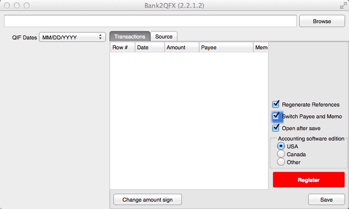 Bank2QFX 2.2 : Main Window