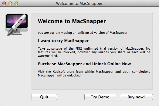 MacSnapper 1.2 : Welcome Window