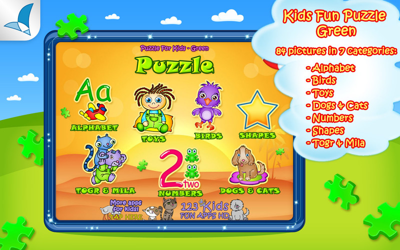 123 Kids Fun PUZZLE GREEN - Educational app for toddlers and preschoolers 1.5 : 123 Kids Fun PUZZLE GREEN - Educational app for toddlers and preschoolers screenshot