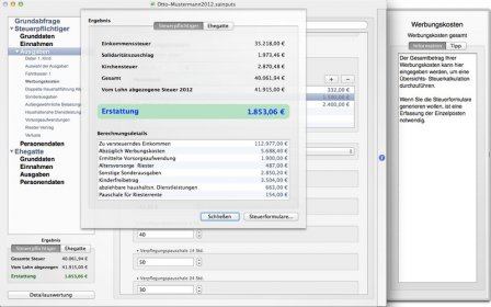SteuerApp 2012 screenshot