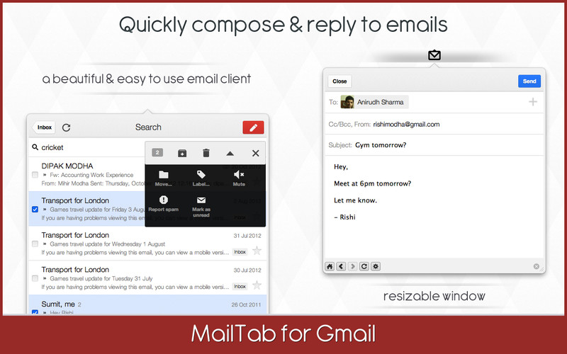 MailTab for Gmail 5.9 : MailTab for Gmail screenshot