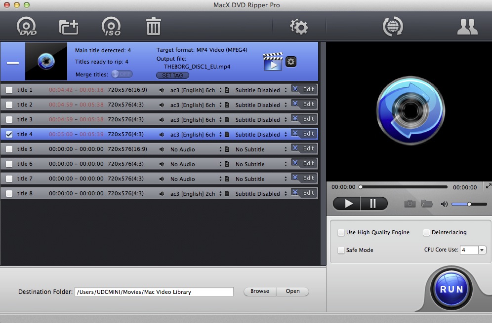 MacX DVD Ripper Pro 4.2 : Main window