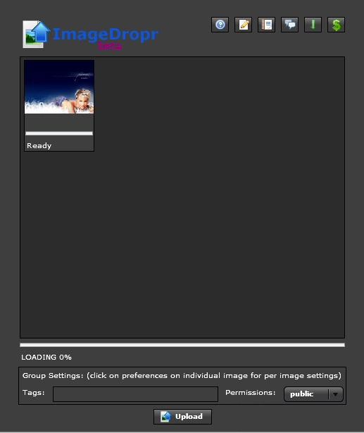 ImageDropr 0.9 : Main window