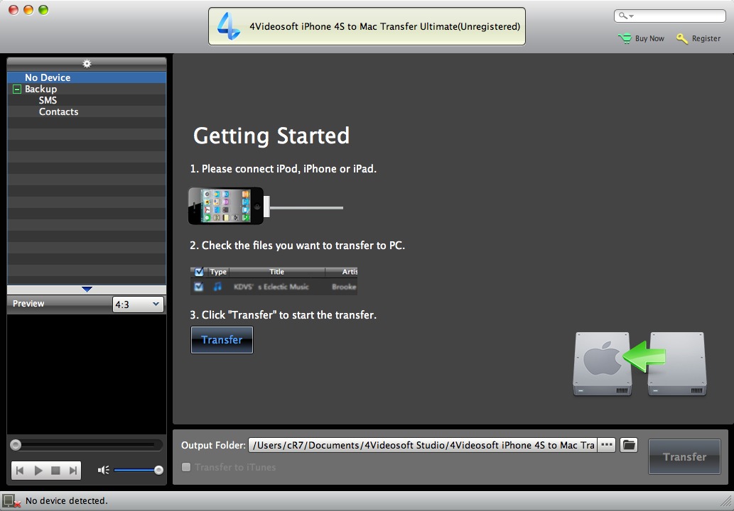 4Videosoft iPhone 4S to Mac Transfer Ultimate 6.0 : Main window