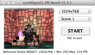 smallOpenGL FPS Bench 1.3 : Main window
