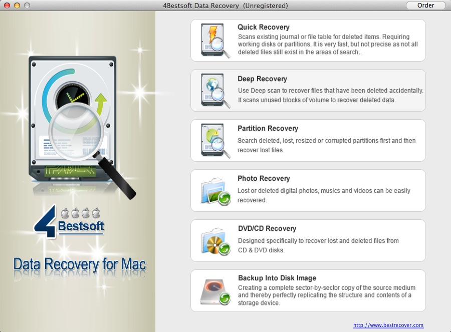 4Bestsoft Data Recovery for Mac 1.2 : Main window