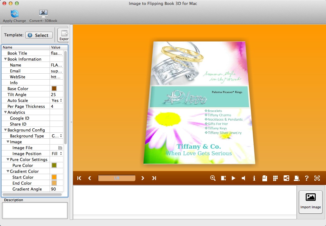 Image to Flipping Book 3D for Mac 1.0 : Main window
