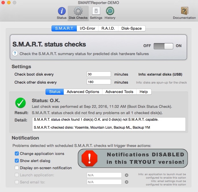 SMARTReporter 3.1 : Disk Checks