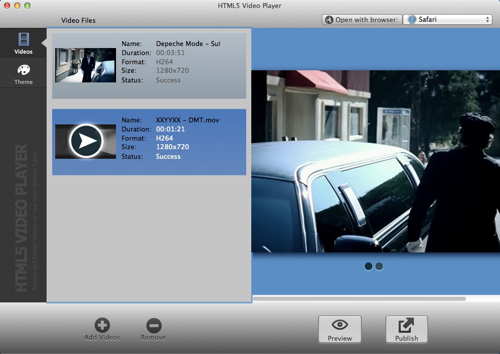 HTML5 Video Player 1.2 : Main Window