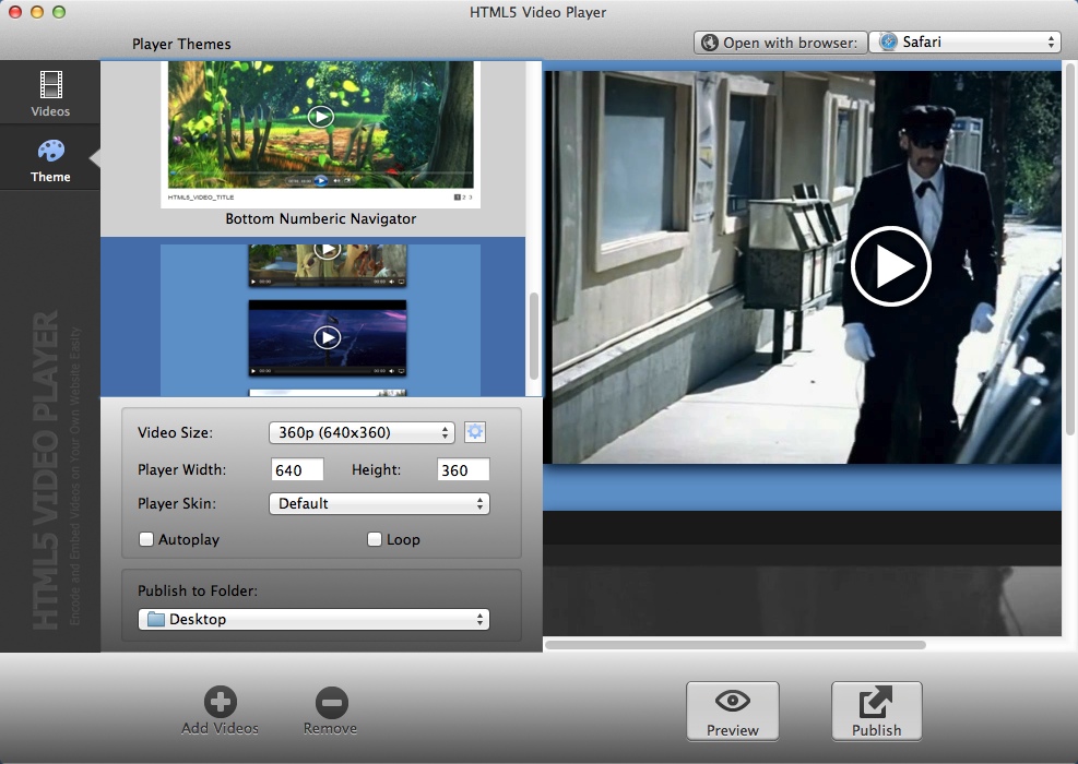 HTML5 Video Player 1.2 : Configuring Output Settings