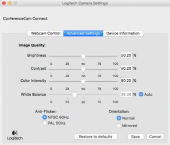 logitech webcam settings mac