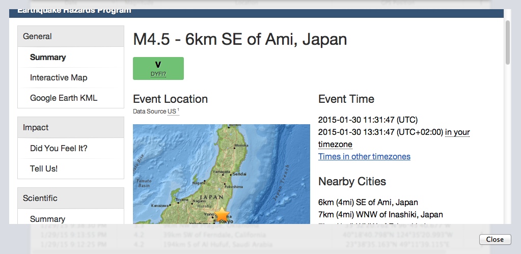 Seismo 1.6 : Checking Earthquake Detailed Info