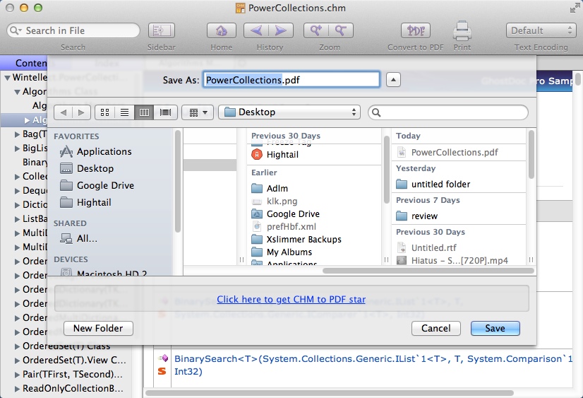 CHM Viewer Free 5.1 : Selecting Destination Folder For Conversion To PDF