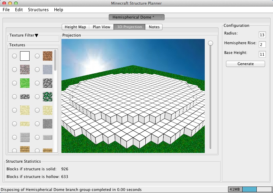 Minecraft Structure Planner 0.9 : Main Window