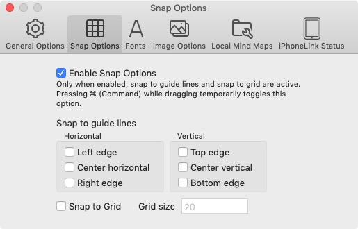 SimpleMind 1.2 : Snap Options 