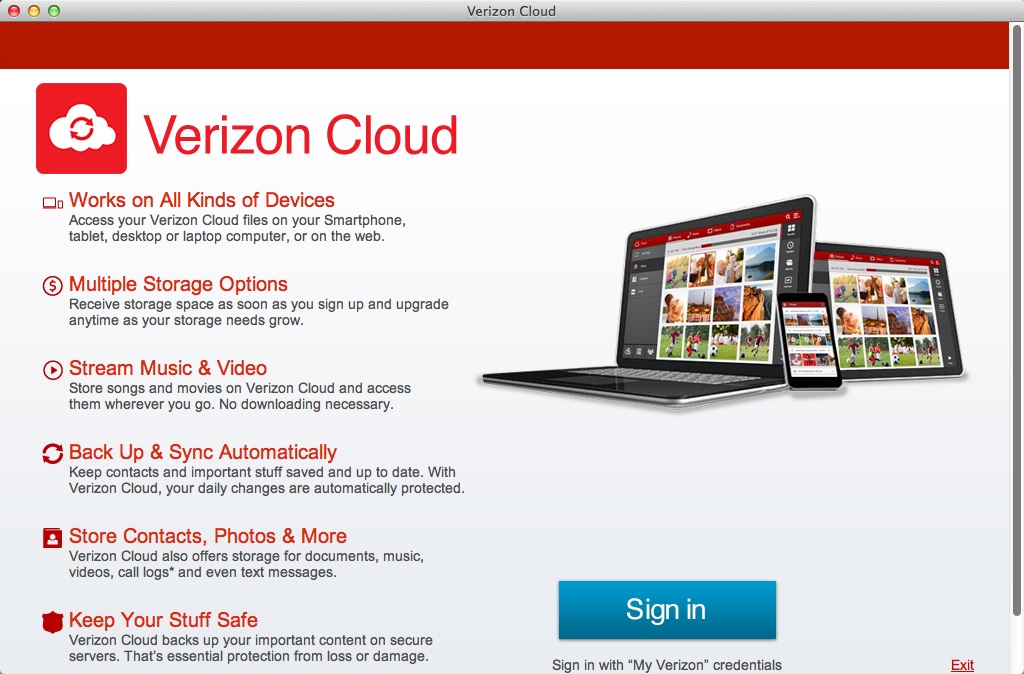 Verizon Cloud 4.0 : Main Window