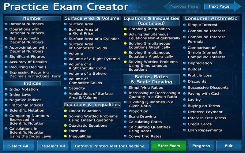 Maths Practice Exam Creator - Year 10 1.0 : Maths Practice Exam Creator - Year 10 screenshot