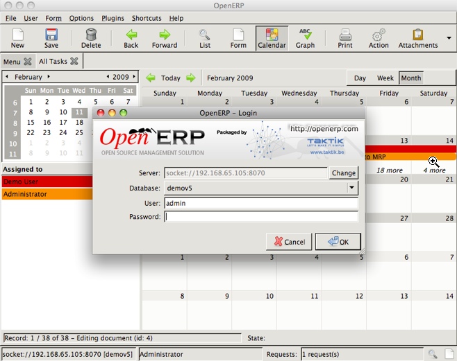 Open ERP 6.0 : Main window