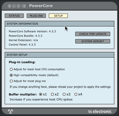 PowerCore 4.3 : main screen