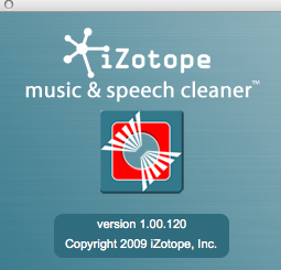 iZotope Music & Speech Cleaner 1.0 : About Window