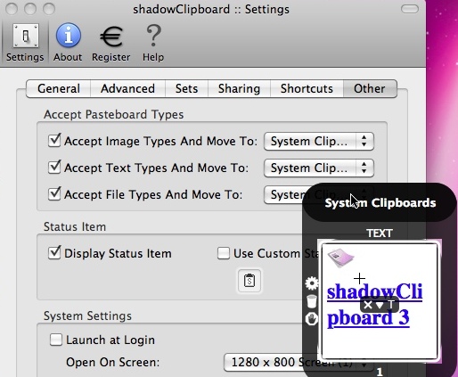 shadowClipboard 3 3.0 : Main window