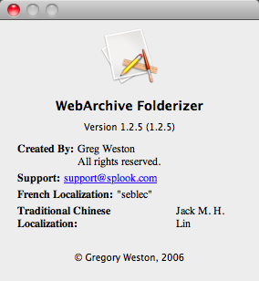 WebArchive Folderizer 1.2 : Program version