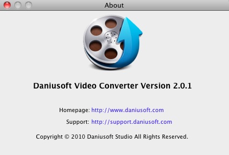 Daniusoft Video Converter 2.0 : About window