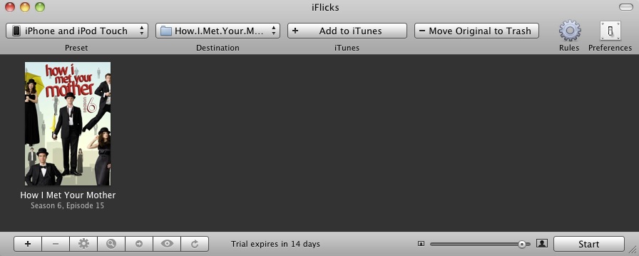 iFlicks 1.2 : Main window