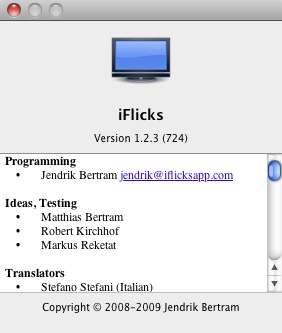 iFlicks 1.2 : About window